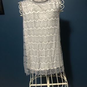Grey and cream lace top